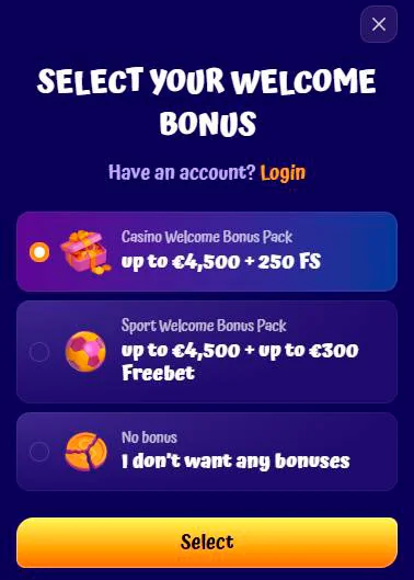 welcome bonus